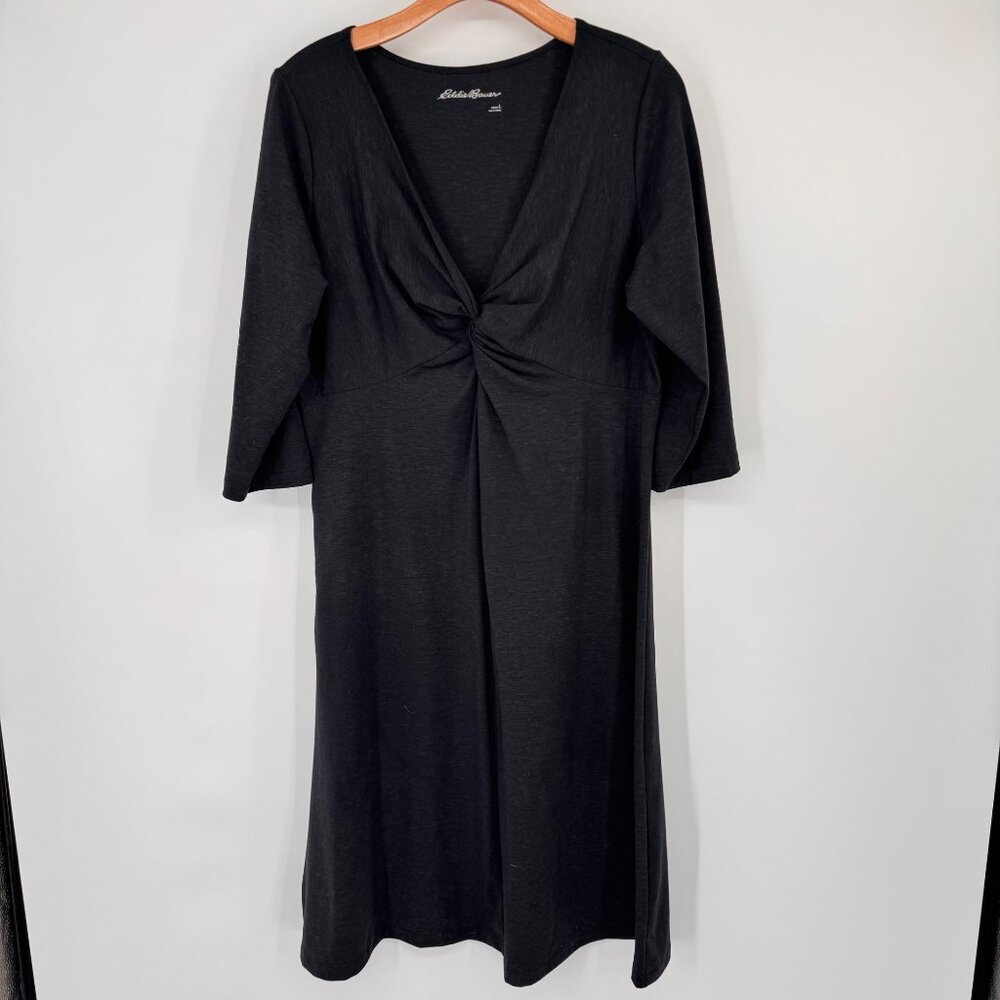 Eddie Bauer Womens gray Knot Frontknit  Dress size large L Polyester Wool Blend - Picture 7 of 12